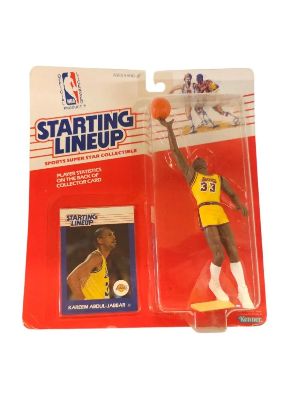 1988 Kenner Starting Lineup Kareem Abdul-Jabbar LA Lakers Figure Card NOC Sealed